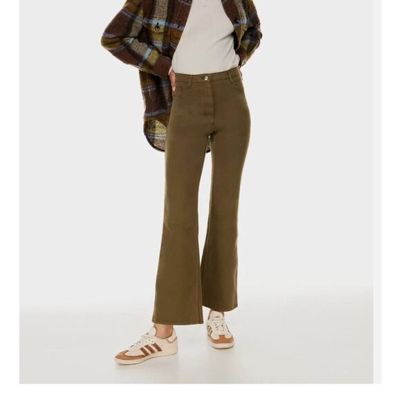 Women Aritzia Wilfred Free Twostep Flare Pant Gd Rustical Brown Green Size 4 - Picture 1 of 9